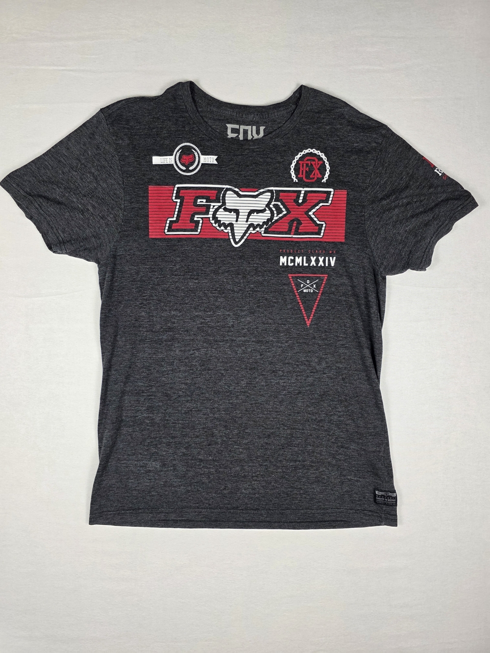 Fox Men’s Graphic Tee - Charcoal with Red Logo